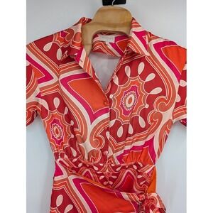 Ciebon Women's Margaery Abstract Print Romper Orange sz M